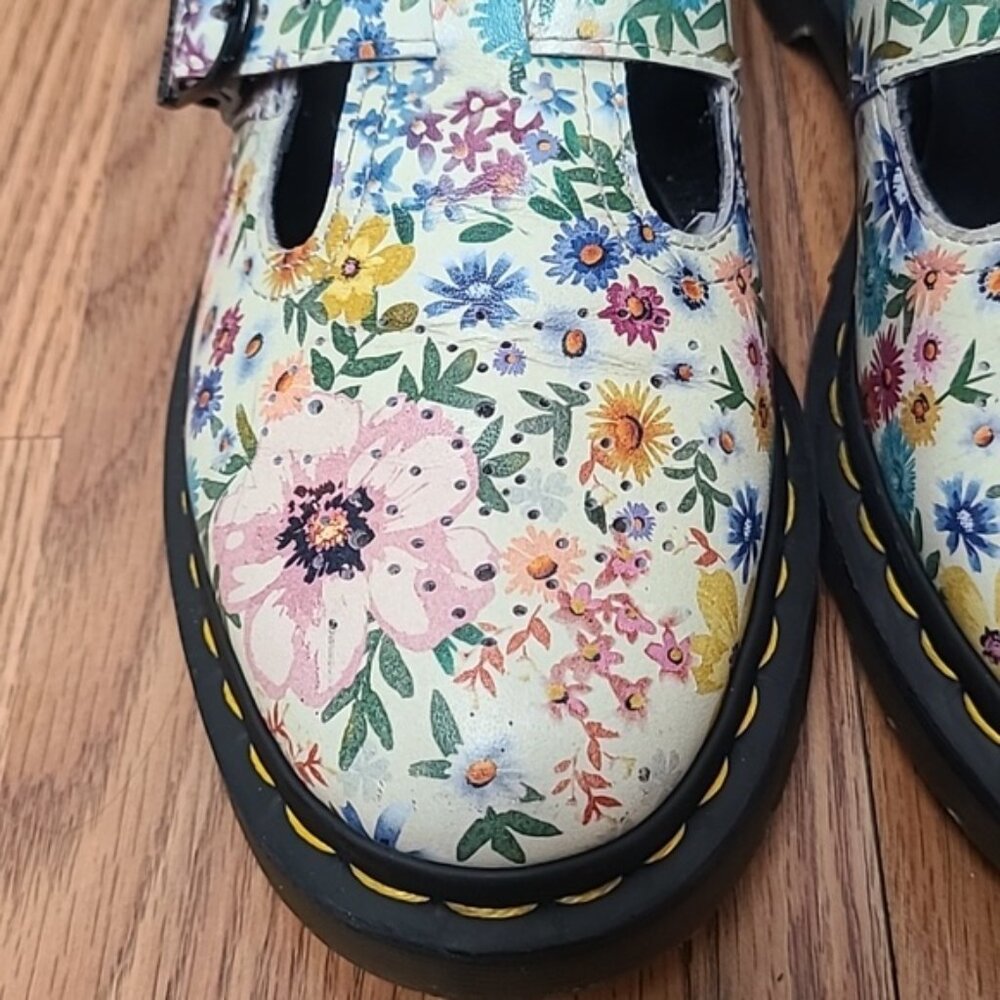 Floral Mary Jane Platform Shoes - White Multi - Picture 8 of 11